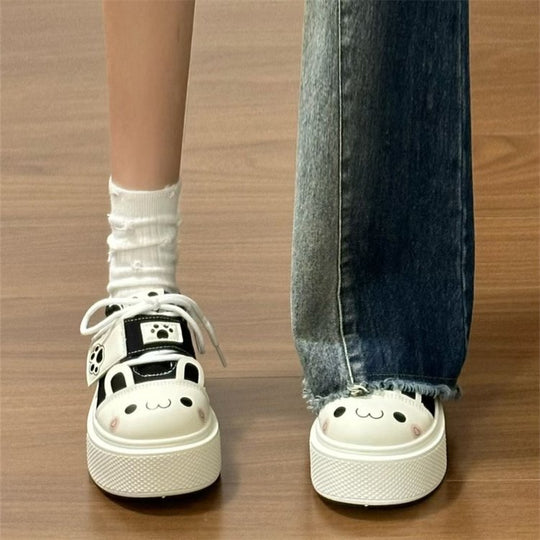 Damen Sneakers mit verspieltem Tiermotiv und bequemem Plateau-Heel EB