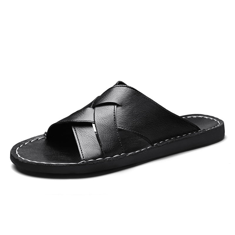 Herren Elegante und bequeme Leder-Sandalen mit verstellbarem Riemensystem EB