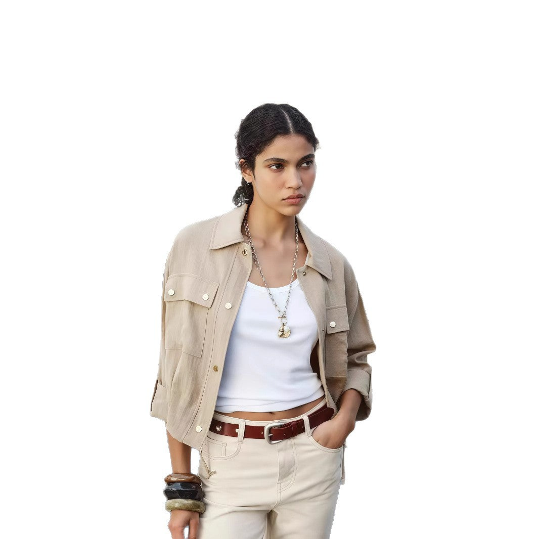 Damen leichte Oversize-Jacke mit praktischen Taschen EB