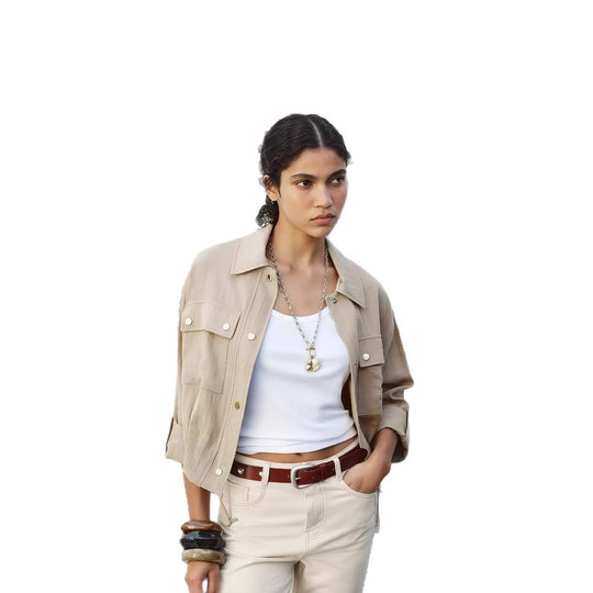 Damen leichte Oversize-Jacke mit praktischen Taschen EB