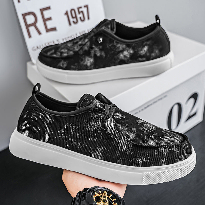 Damen lässige Slip-On Sneakers aus atmungsaktivem Denim mit elastischem Einschlupf EB