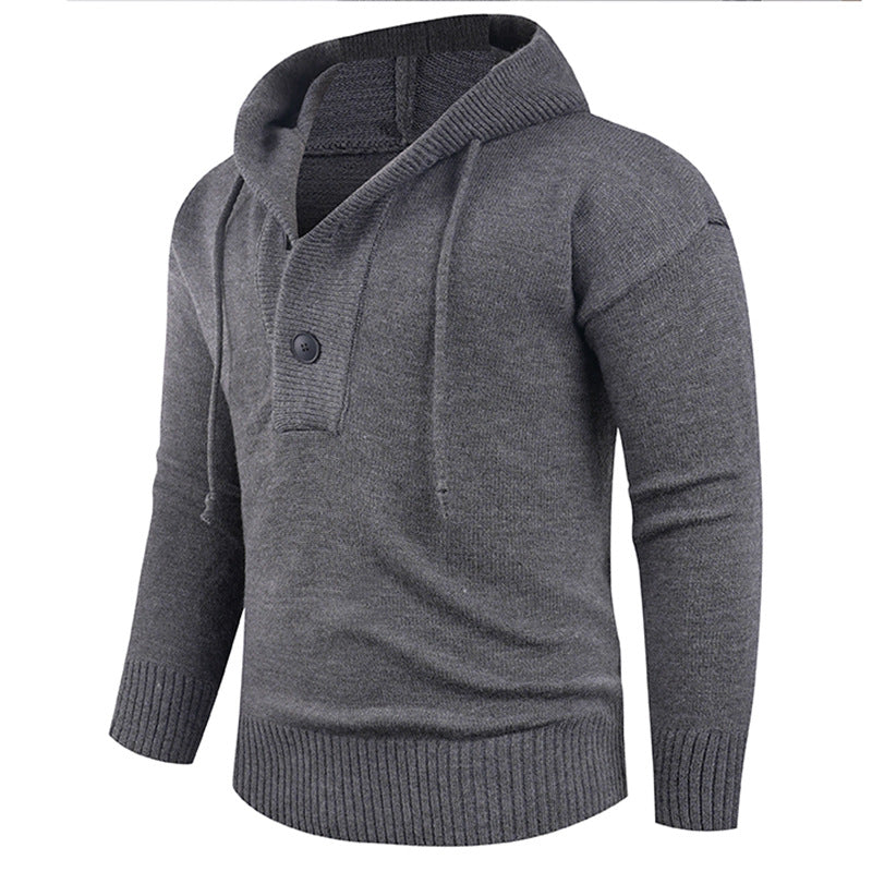 Herren modischer Kapuzenpullover mit Knopfdetail EB