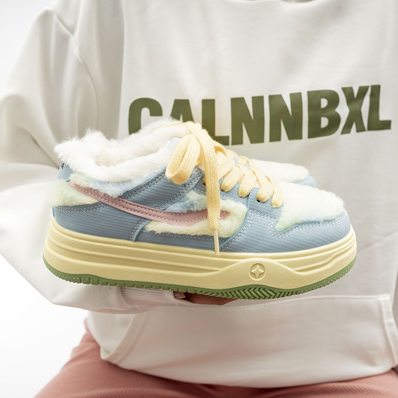 Damen Plattform Sneakers mit flauschiger Innensohle EB
