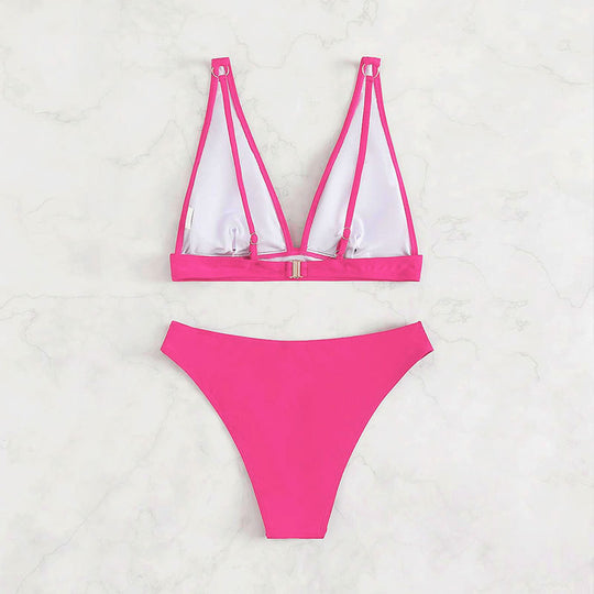 Damen Hochtaillierter Bikini mit elegantem V-Ausschnitt EB