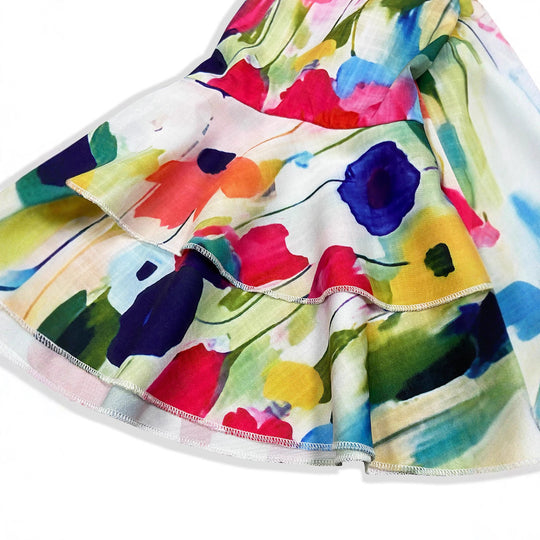 Damen Kurzes Kleid mit voluminösen Ärmeln und floralem Muster EB