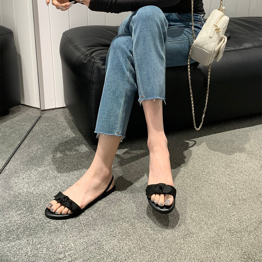 Damen Elegante und bequeme Sandalen mit dekorativem Schleifenakzent EB