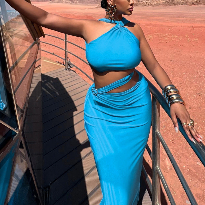 Damen Elegantes Wickelkleid mit schulterfreiem Design und figurbetontem Schnitt EB