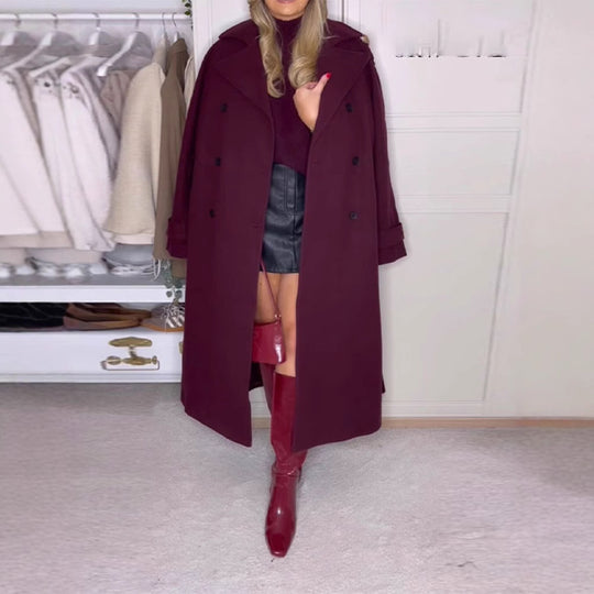 Damen Oversize-Trenchcoat mit doppelter Knopfreihe und großzügigen Taschen EB
