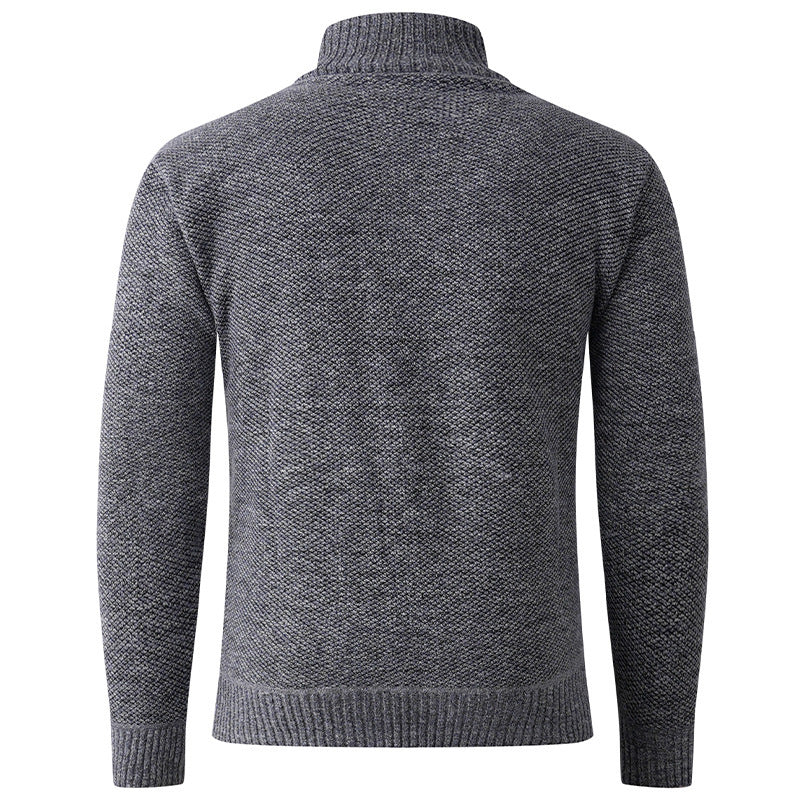 Herren Strickpullover mit hohem Kragen und durchgehendem Knopfverschluss EB