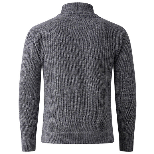 Herren Strickpullover mit hohem Kragen und durchgehendem Knopfverschluss EB
