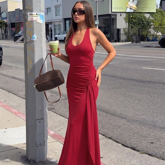 Damen Figurbetontes Maxikleid mit elegantem Raffungselement EB