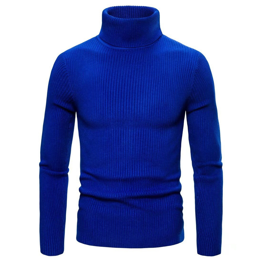 Herren hochwertiger Rollkragenpullover aus feinem Rippstrick EB