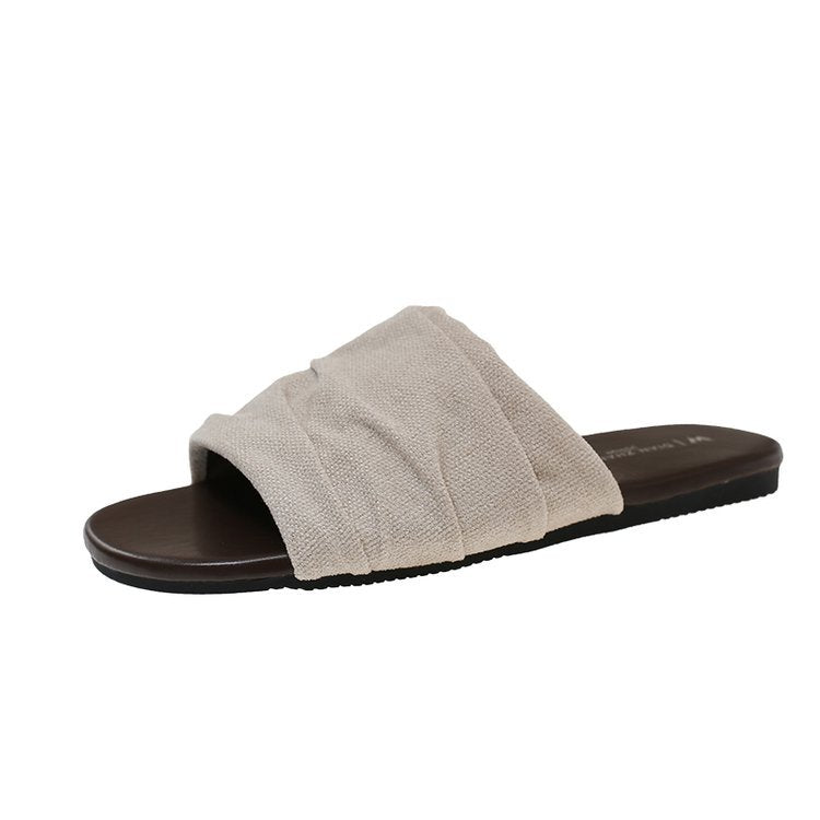 Damen bequeme Mules mit modernen Falten und rutschfester Sohle EB