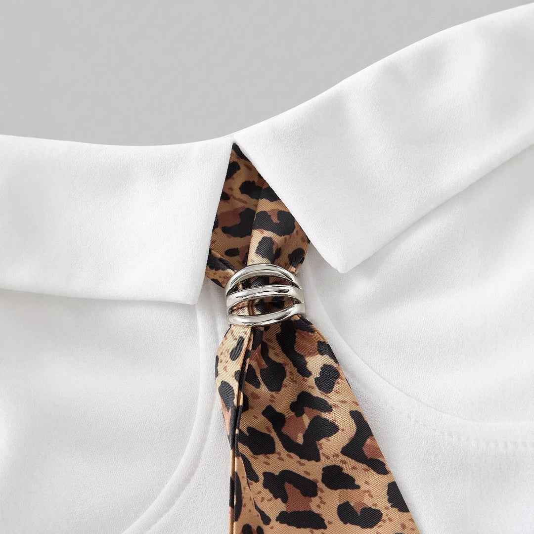 Damen Corsage mit modischem Tiermuster und tailliertem Schnitt EB