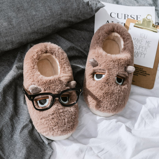 Damen Hausschuhe mit tierischem Motiv und weichem Fleece-Innenfutter EB