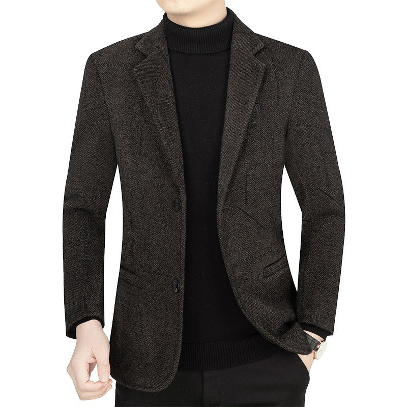Herren Slim-Fit Sakko aus strukturiertem Wollmix mit leichter Halbfütterung und Zweiknopf-Silhouette EB