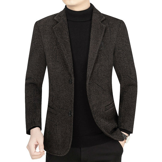 Herren Slim-Fit Sakko aus strukturiertem Wollmix mit leichter Halbfütterung und Zweiknopf-Silhouette EB