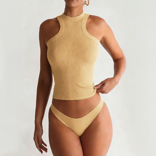 Damen Sportliches Trägershirt aus elastischem Material mit hochwertiger Rippstruktur EB