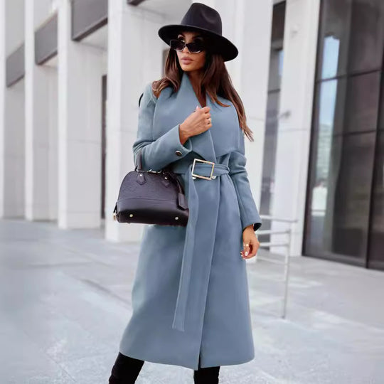 Damen eleganter Trenchcoat mit Gürtel und hochwertiger Verarbeitung EB