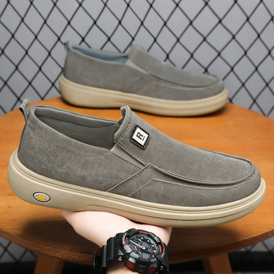 Herren nan lässiger Canvas-Slip-On Freizeitschuh mit Memory-Fußbett und stoßdämpfender Gummisohle EB