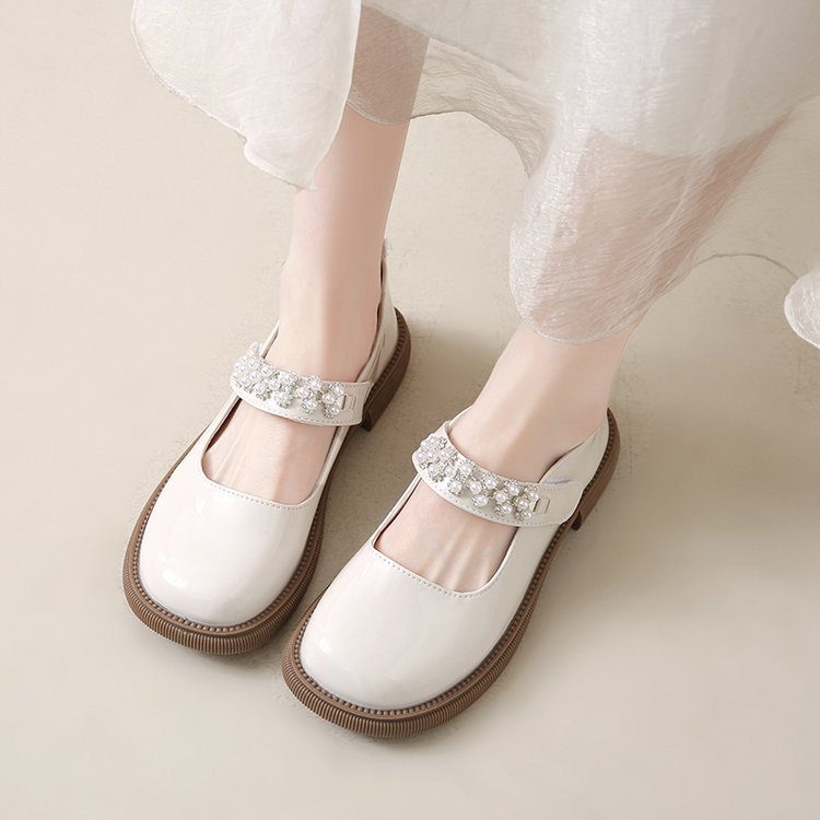 Damen elegante Mary Jane Schuhe mit funkelnder Perlenverzierung EB