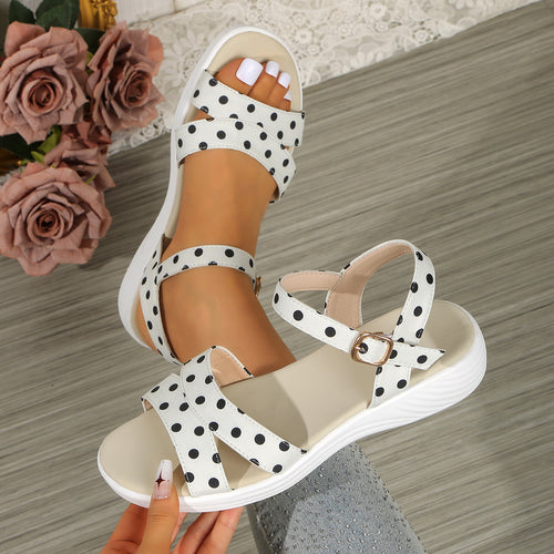 Damen elegante Sandalen mit verstelbaren Riemen und punktiertem Design EB
