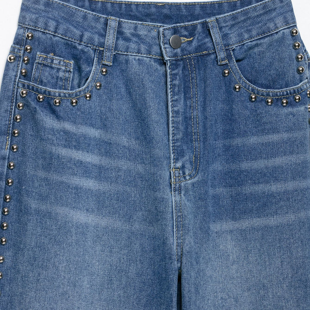 Damen Weite Jeans mit Schmuckdetails EB