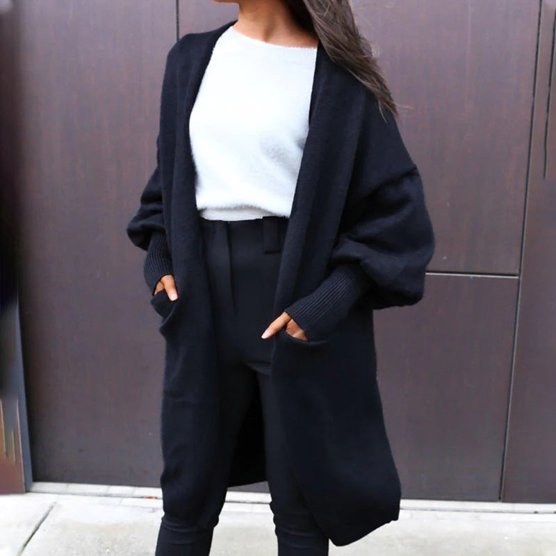 Damen Übergröße Cardigan mit lässigem Schnitt und tiefen Taschen EB