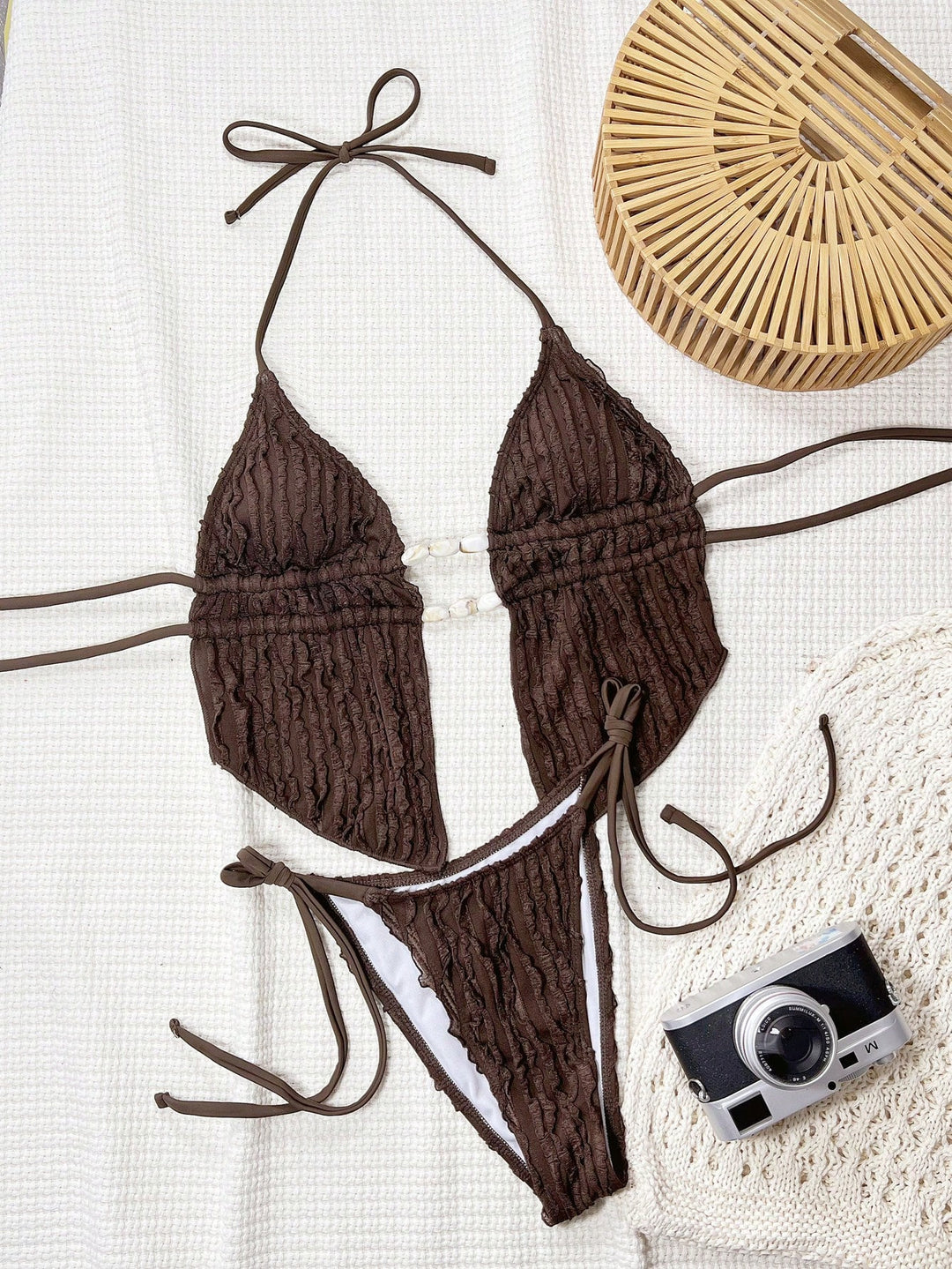 Damen Bikini-Set mit modischem Rüschendesign und verstellbaren Bindebändern EB