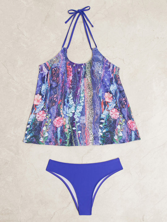 Damen Tankini-Set mit modischem Muster und lässigem Schnitt EB
