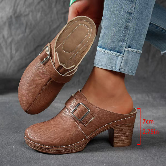 Damen Komfortable Clogs mit dekorativem Schnallenverschluss EB