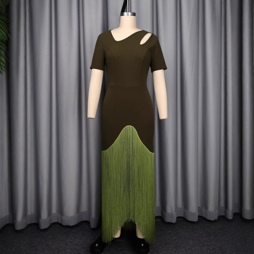 Damen elegantes Kleid mit asymmetrischem Saum und modischem Cut-Out EB