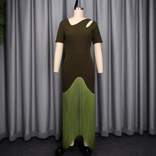 Damen Maxikleid mit asymmetrischem Saum und elegantem Cut-Out Design EB