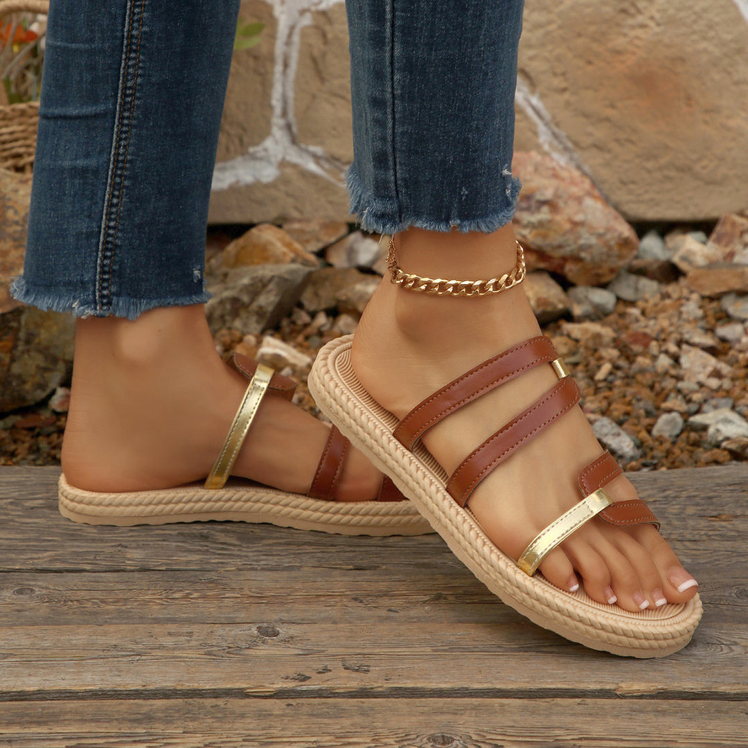 Damen modische Riemchen-Sandalen mit eleganter Plateau-Sohle EB