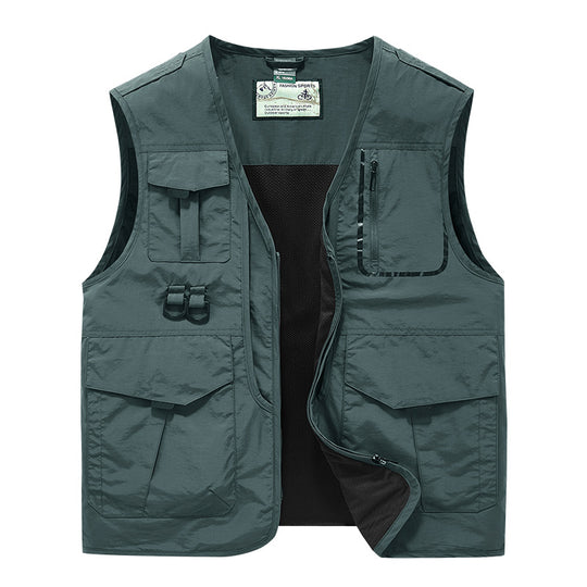Herren Urbanes Utility-Anglerweste mit Netz-Innenfutter und taktischen Taschen EB