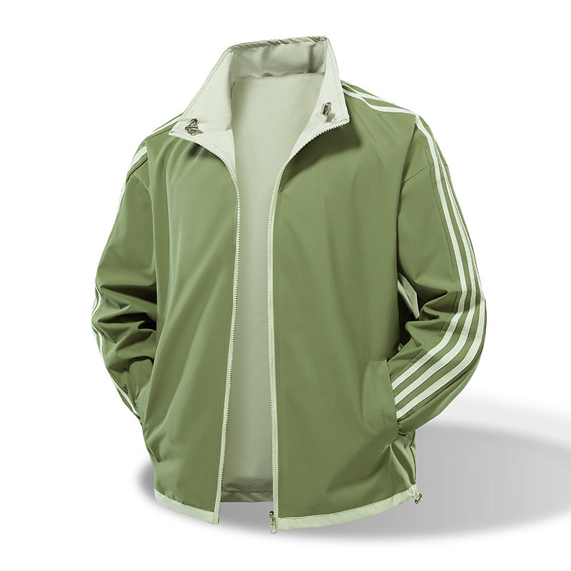 Herren  leichte Trackjacke mit Kontrast-Dreistreifenärmeldetail EB