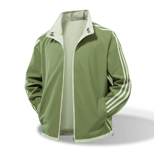 Herren  leichte Trackjacke mit Kontrast-Dreistreifenärmeldetail EB