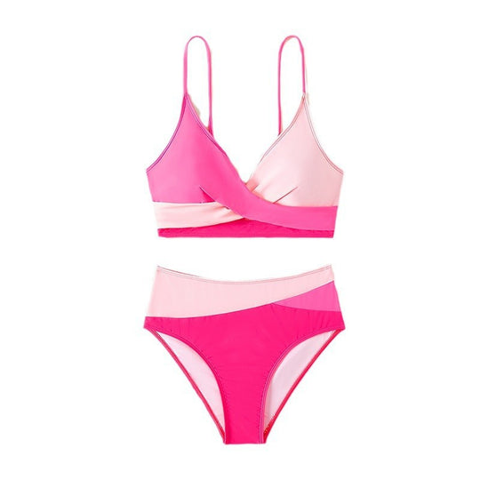 Damen Hochgeschnittener Bikini mit Wickeloberteil EB