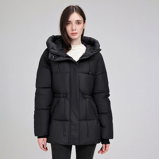 Damen nan wattierter Kapuzenparka mit taillierbarem Kordelzug, verdeckter Reißverschluss und Rippbündchen EB