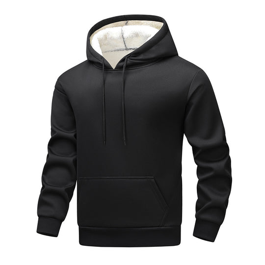 Herren Fleece-Kapuzenpullover mit Sherpa-Innenfutter und Kängurutasche EB