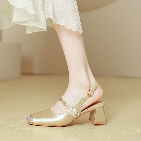 Damen Slingback Pumps mit funkelndem Strass und eleganter Schnalle EB