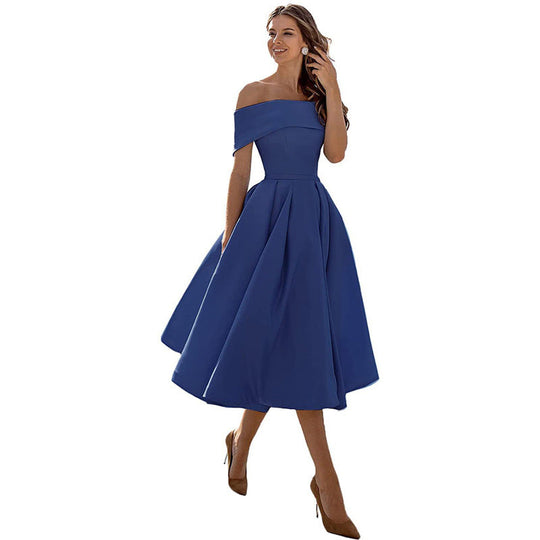 EB | Legere Mode Satin Cocktailkleid Ohne Träger