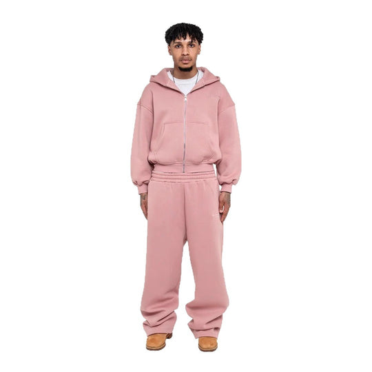Herren nan lässiges Reißverschluss-Hoodie- und Palazzohose-Set mit dropped-shoulder Silhouette EB