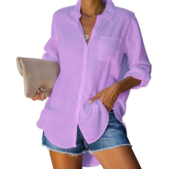 Damen lässige Bluse aus leichtem Stoff EB