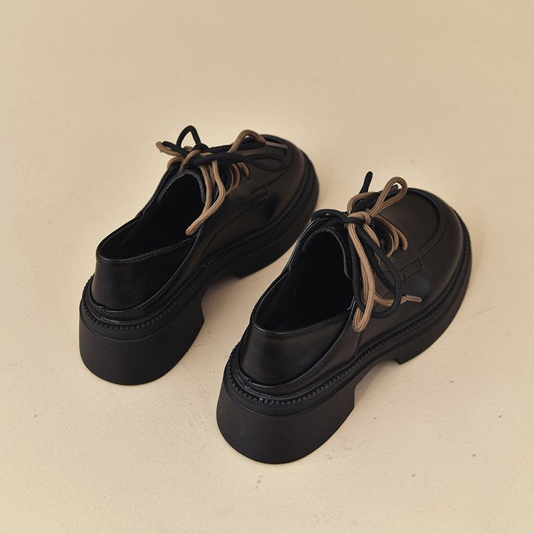 Damen modische Schnürschuhe mit robustem Sohlenprofil und hochwertiger Lederoberfläche EB