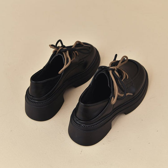 Damen modische Schnürschuhe mit robustem Sohlenprofil und hochwertiger Lederoberfläche EB