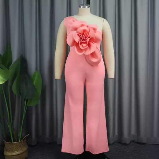 Damen Eleganter Jumpsuit mit floralen Applikationen EB