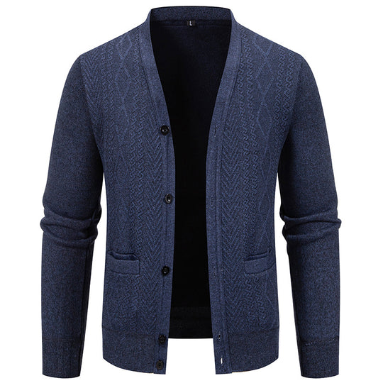 Herren Strickjacke mit strukturiertem Design und Knopfverschluss EB