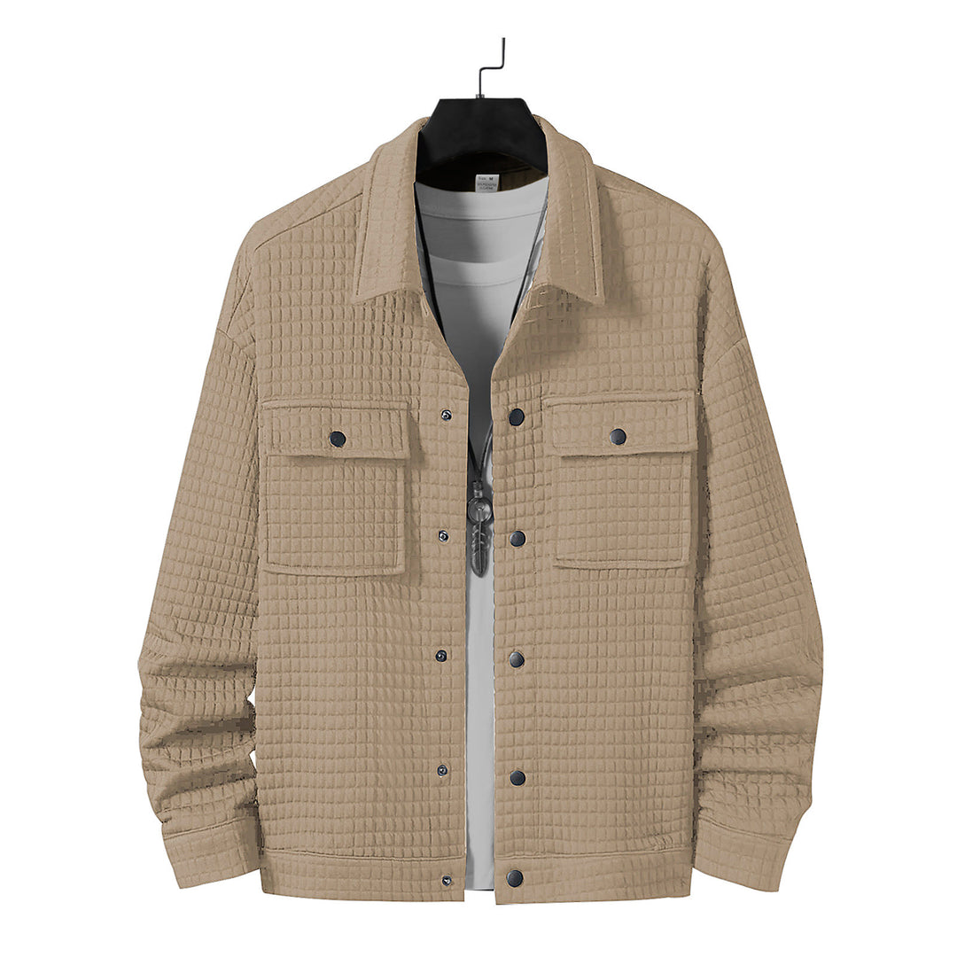 Herren nan gesteppte Overshirtjacke mit quadratischer Steppstruktur und aufgesetzten Brusttaschen EB