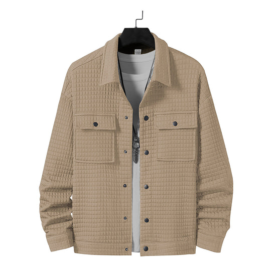 Herren nan gesteppte Overshirtjacke mit quadratischer Steppstruktur und aufgesetzten Brusttaschen EB